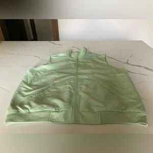 Women vintage izod green seafoam light weight zip up zipper vest coat pockets xl